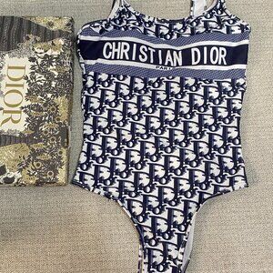 Christian Dior Blue and White Monogram Bodysuit